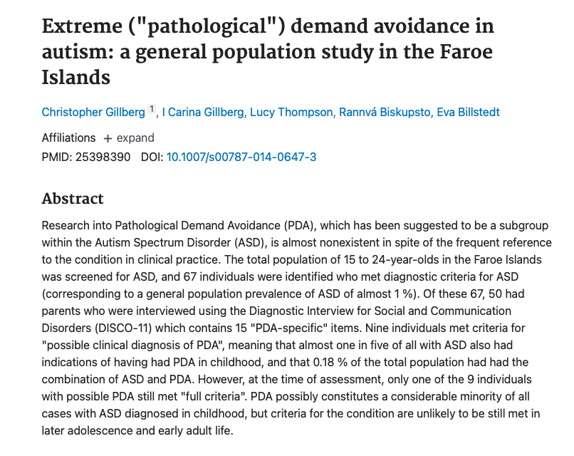 Extreme PDA in Autism Faroe Islands